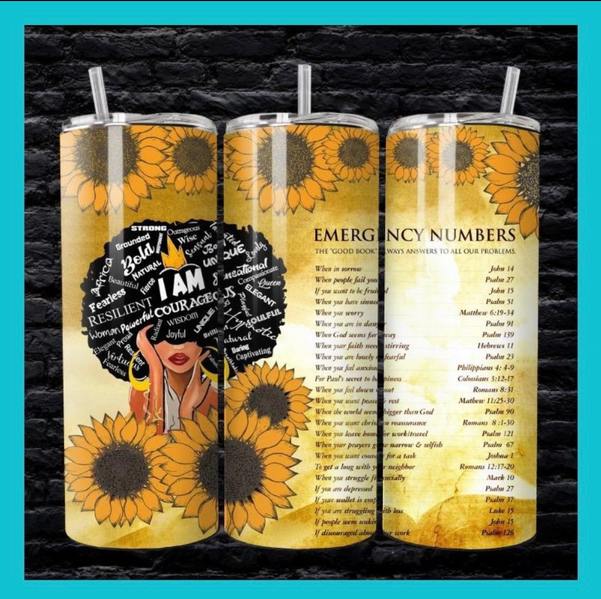 Bible Emergency Numbers Tumbler- 20oz